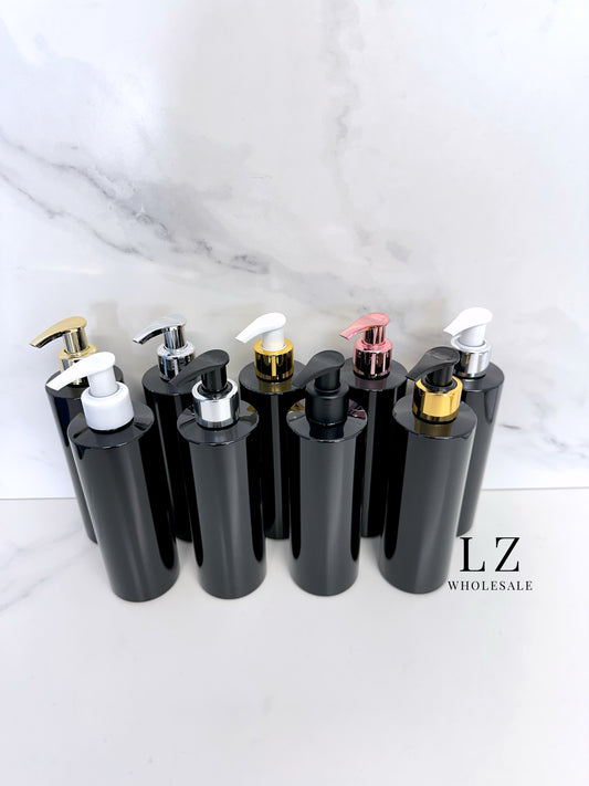 Black Tubular 250ml Bottle With Pump