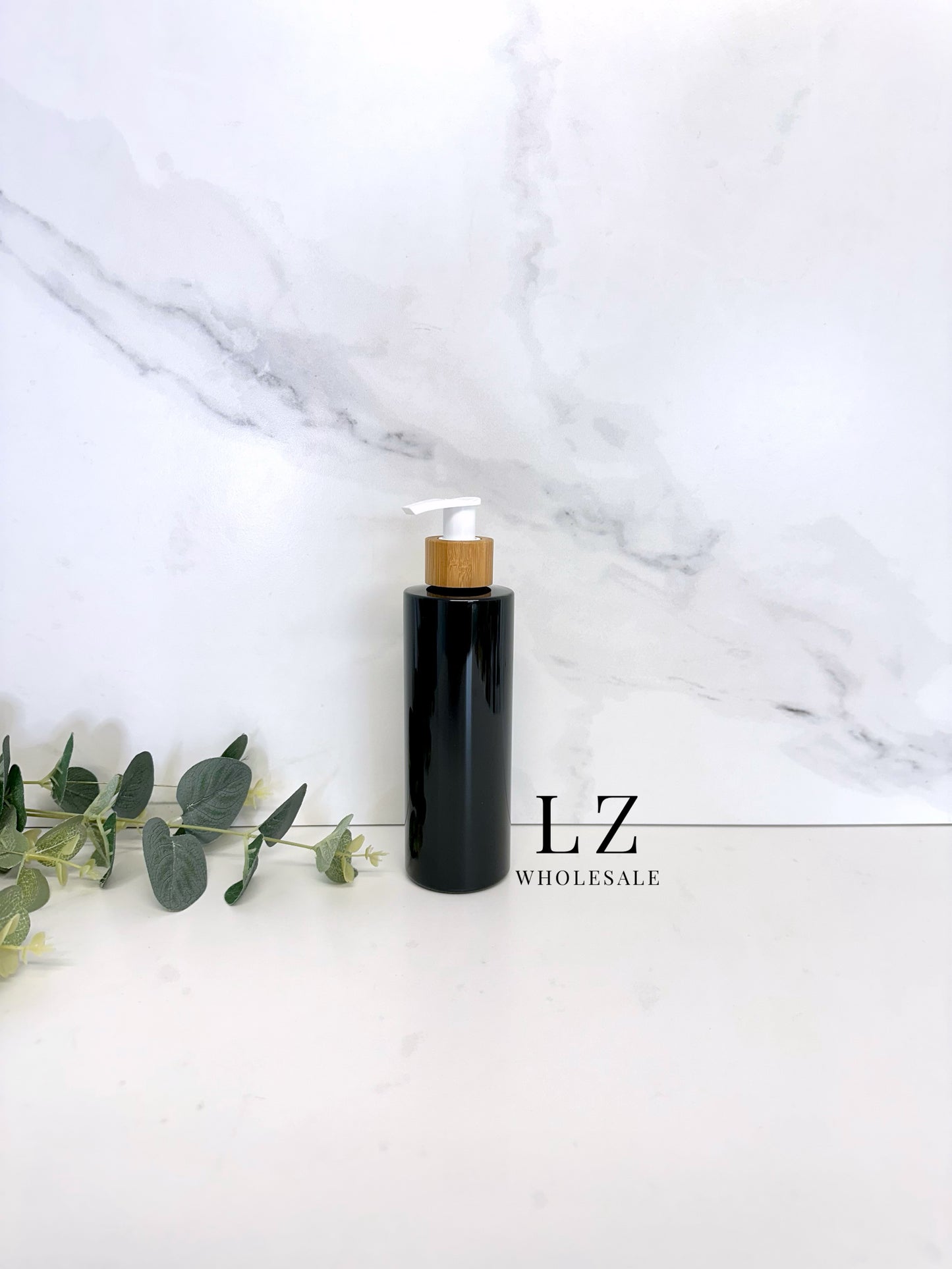 Black Tubular 250ml Bottle With Bamboo Pump