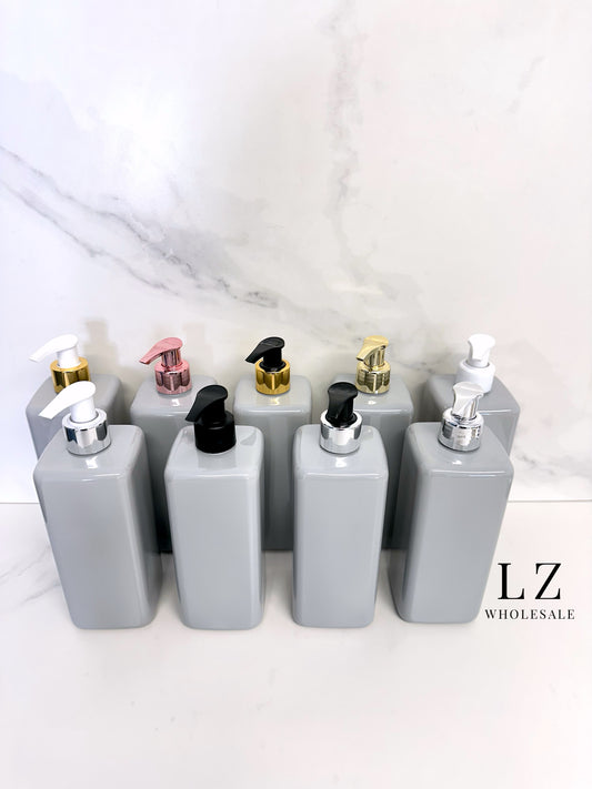 200x Grey Square 500ml Bottle With Pump - Bulk Buy