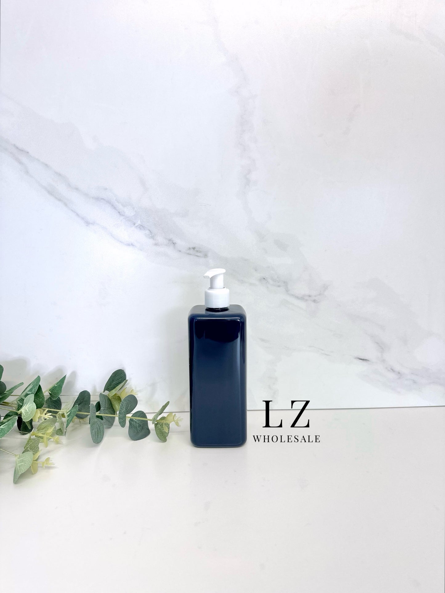 Navy Square 500ml Bottle With Pump