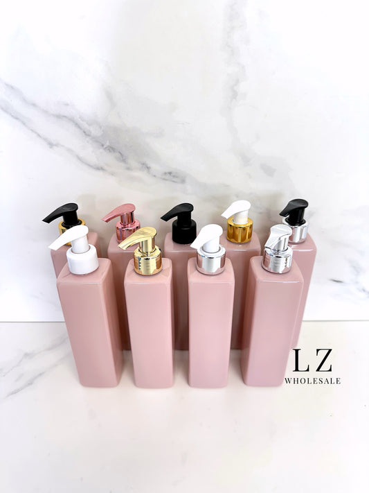 Pink Square 250ml Bottle With Pump