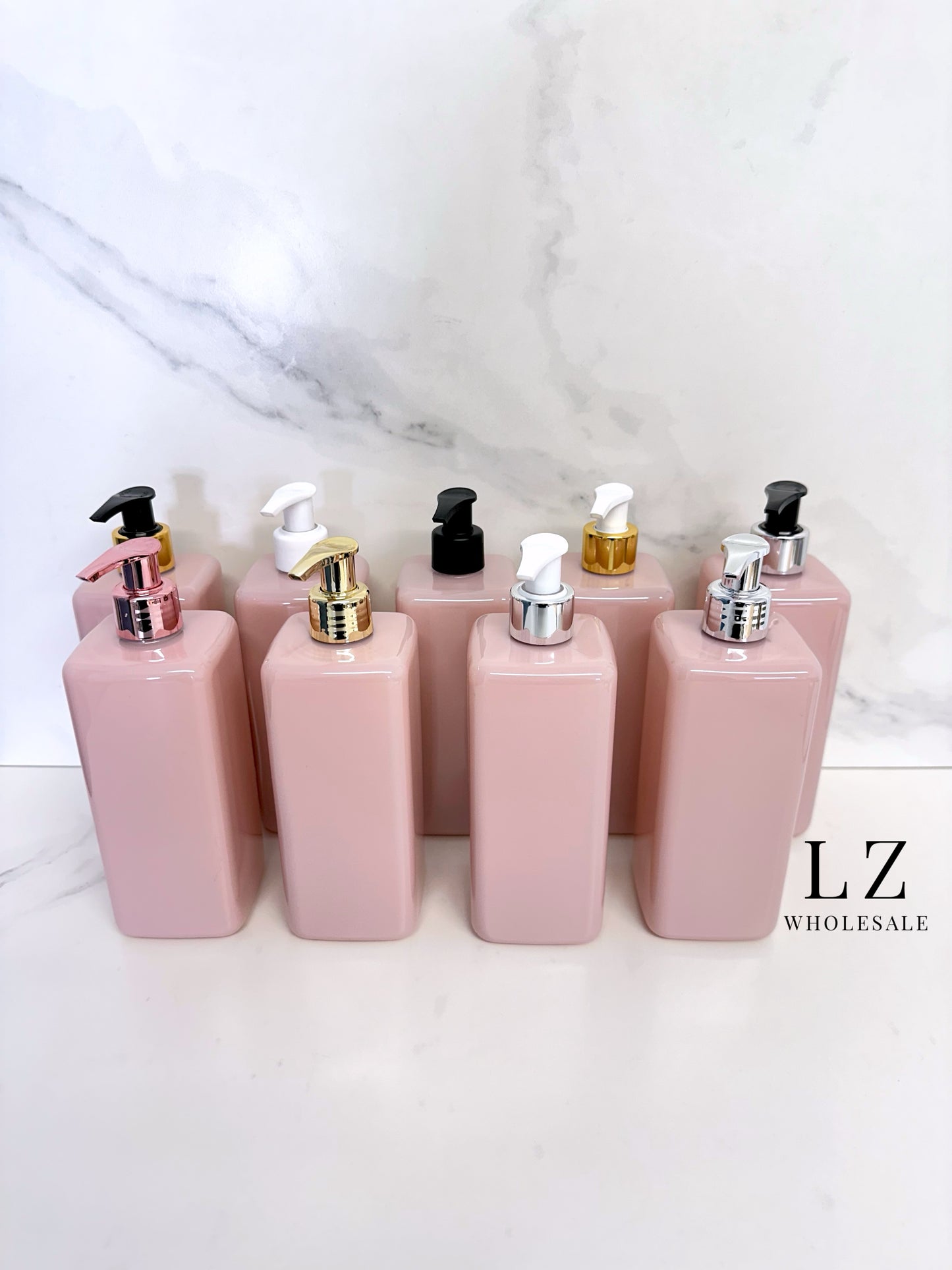 Pink Square 500ml Bottle With Pump