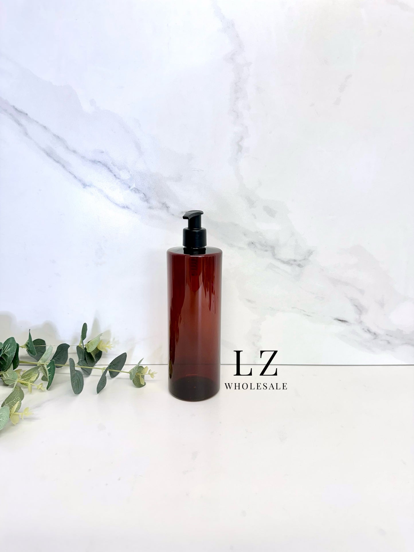 Translucent Amber Tubular 500ml Bottle With Pump