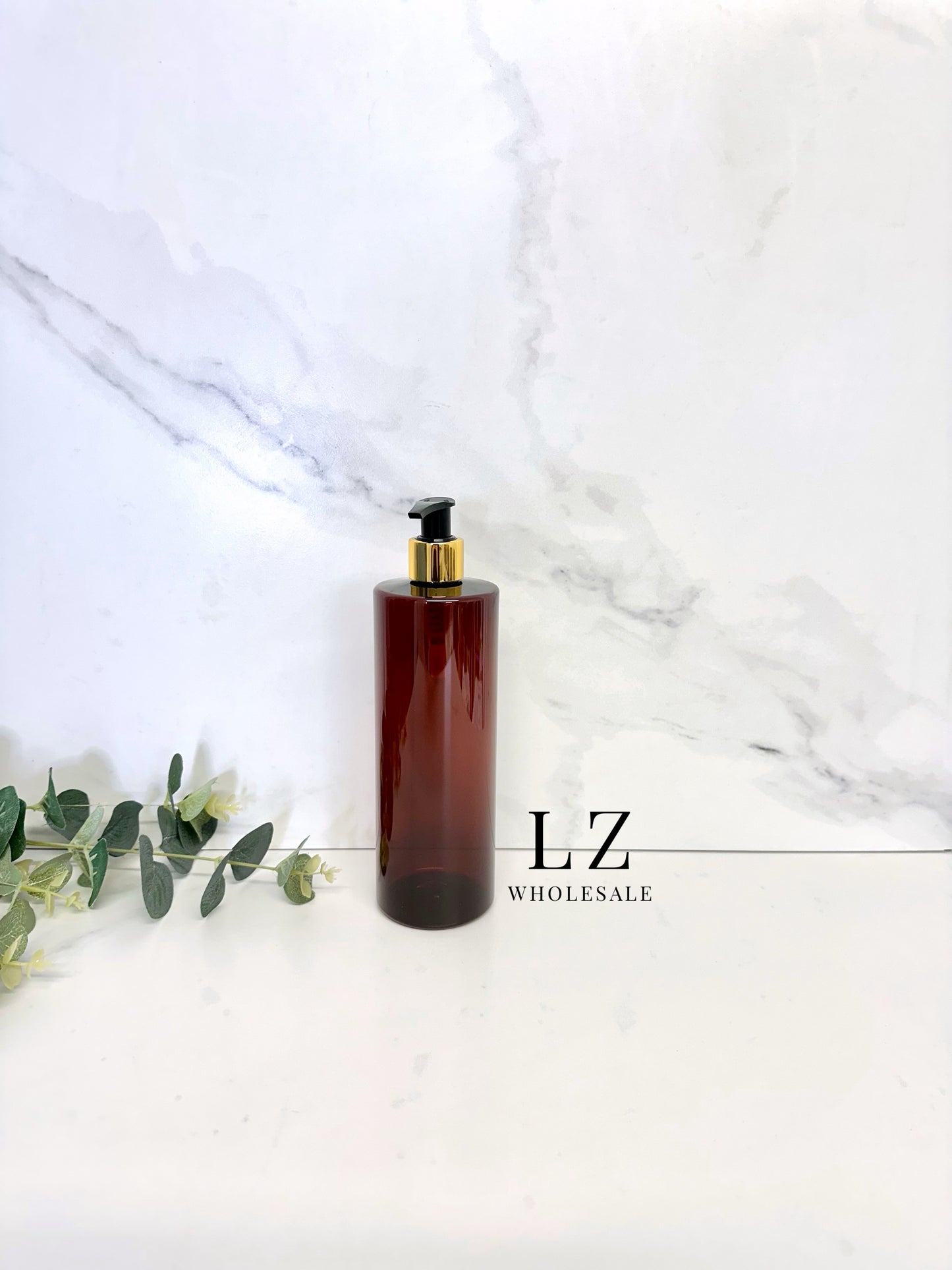 Translucent Amber Tubular 500ml Bottle With Pump