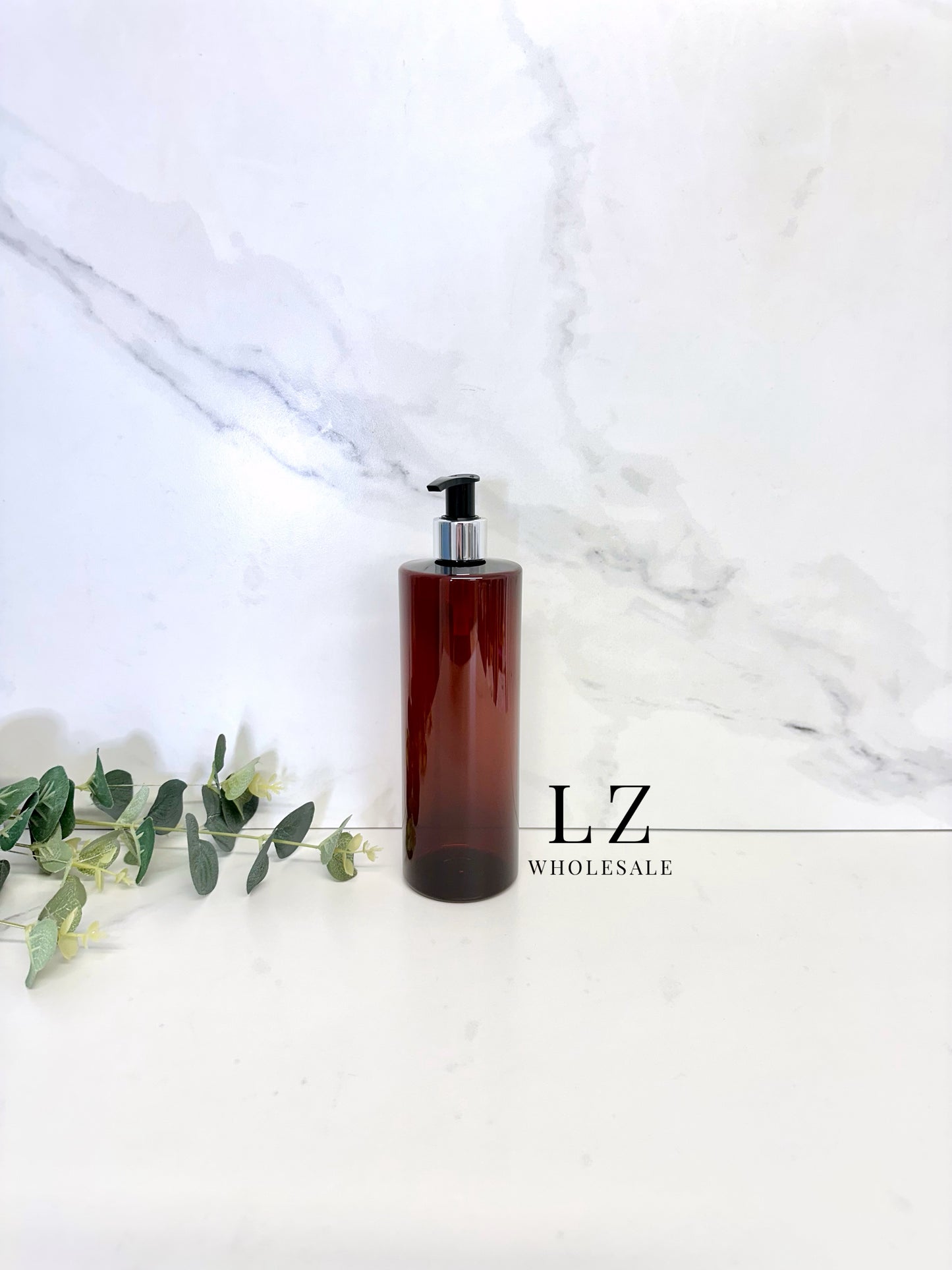 Translucent Amber Tubular 500ml Bottle With Pump