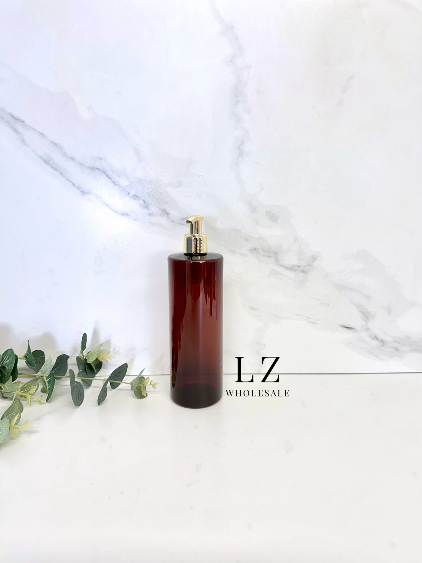 Translucent Amber Tubular 500ml Bottle With Pump