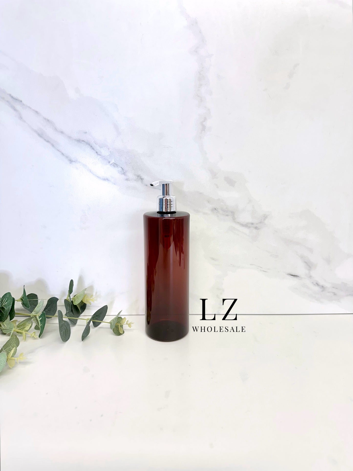 Translucent Amber Tubular 500ml Bottle With Pump