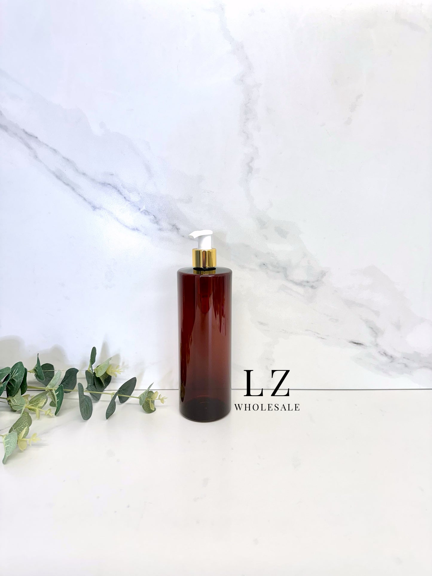 Translucent Amber Tubular 500ml Bottle With Pump