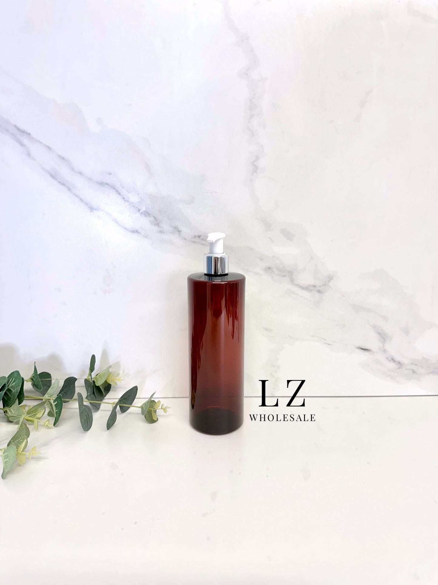 Translucent Amber Tubular 500ml Bottle With Pump