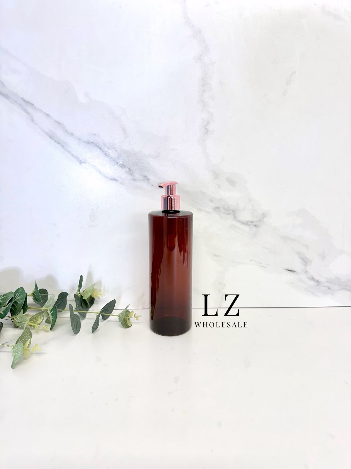 Translucent Amber Tubular 500ml Bottle With Pump