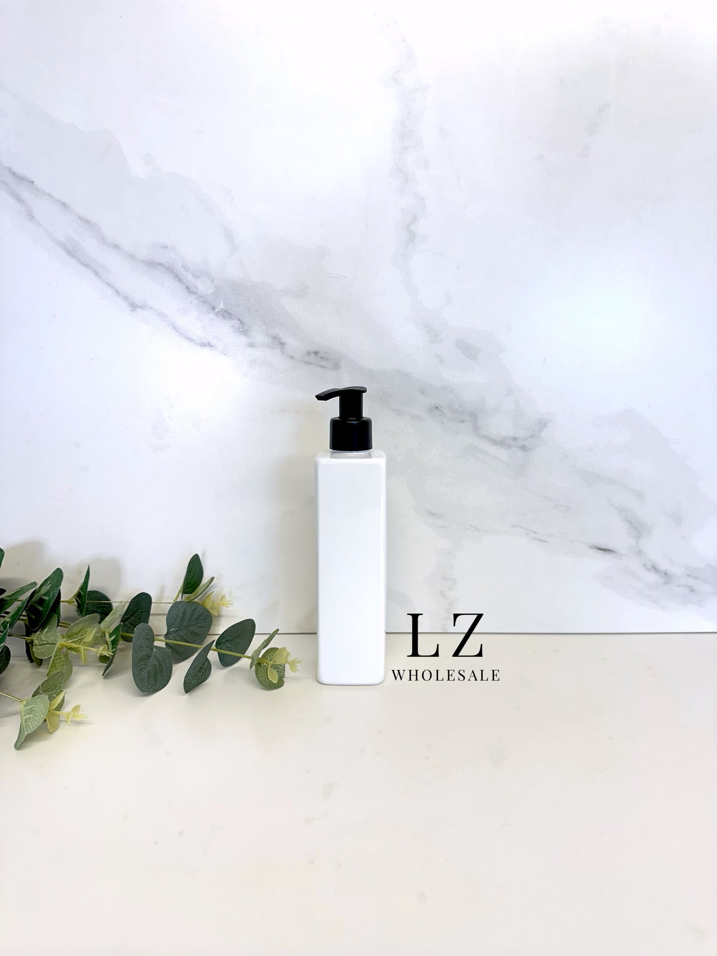White Square 250ml Bottle With Pump