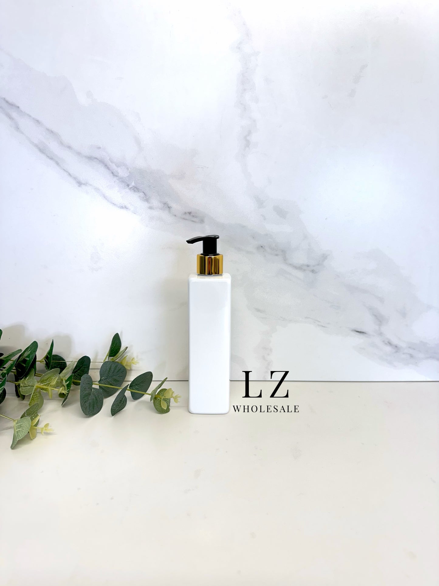 White Square 250ml Bottle With Pump