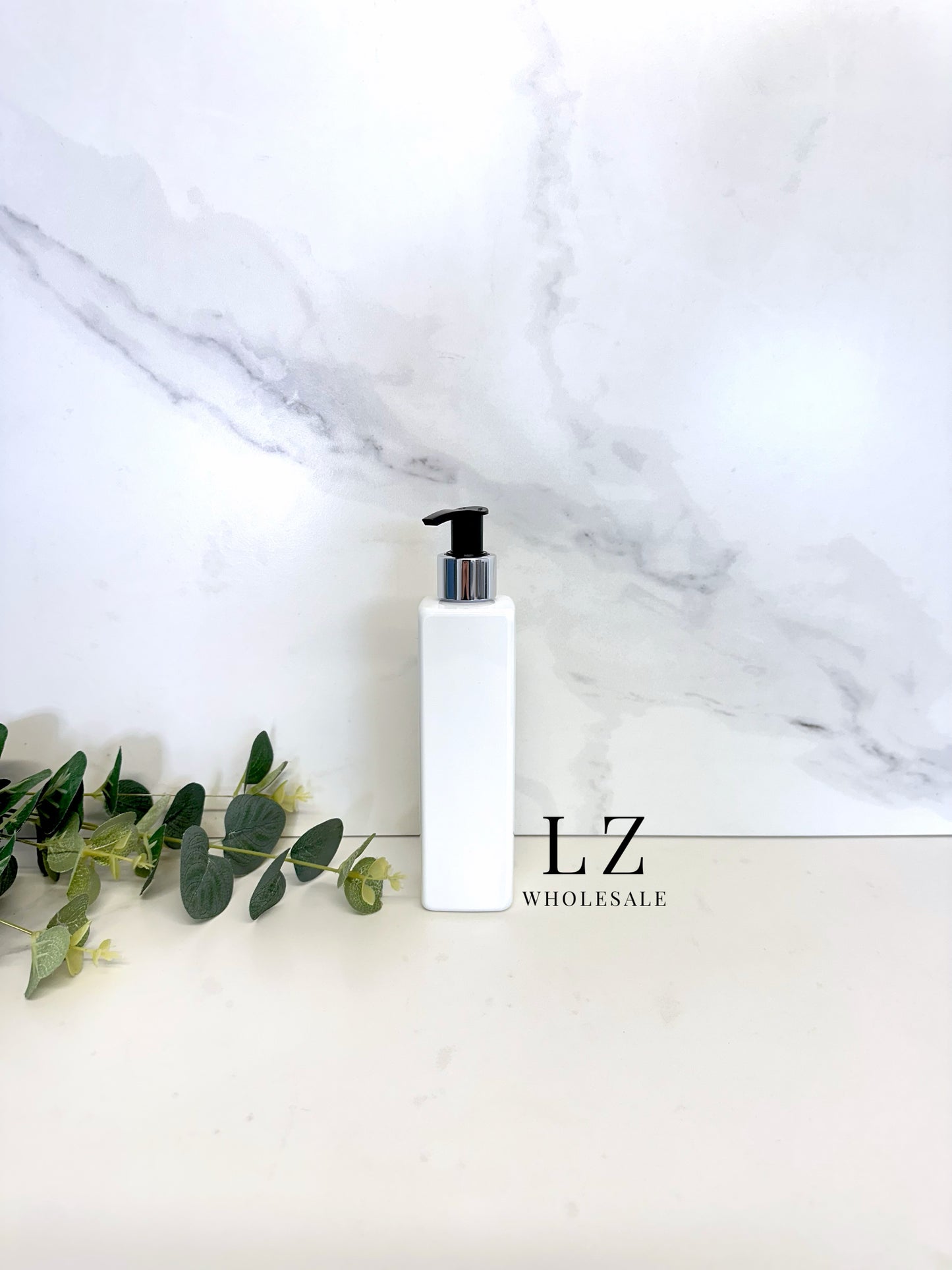 White Square 250ml Bottle With Pump