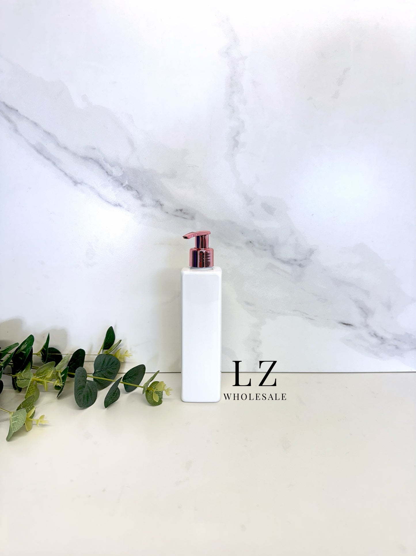 White Square 250ml Bottle With Pump