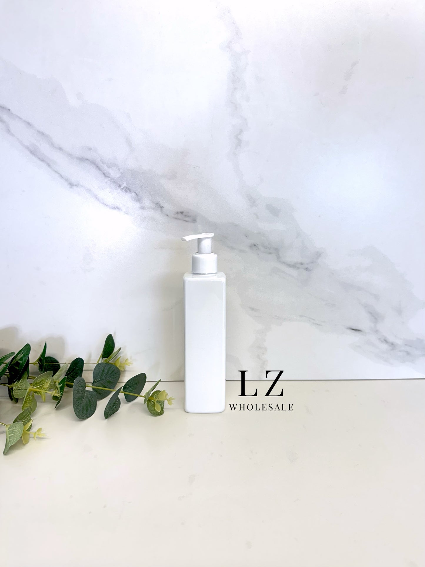 White Square 250ml Bottle With Pump