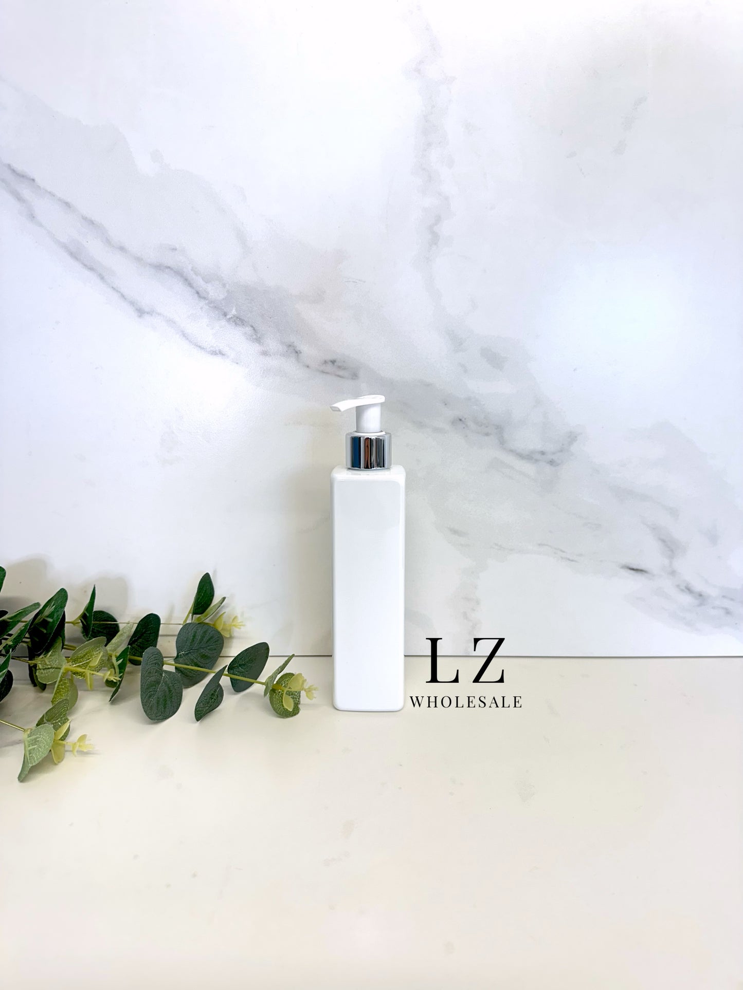White Square 250ml Bottle With Pump
