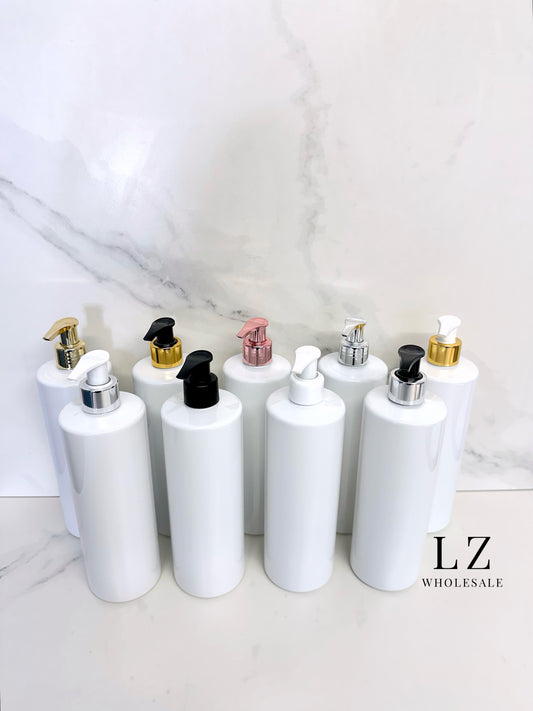 White Tubular 500ml Bottle With Pump