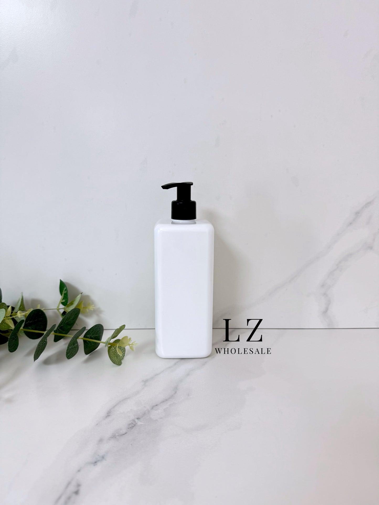 White Square 500ml Bottle With Pump