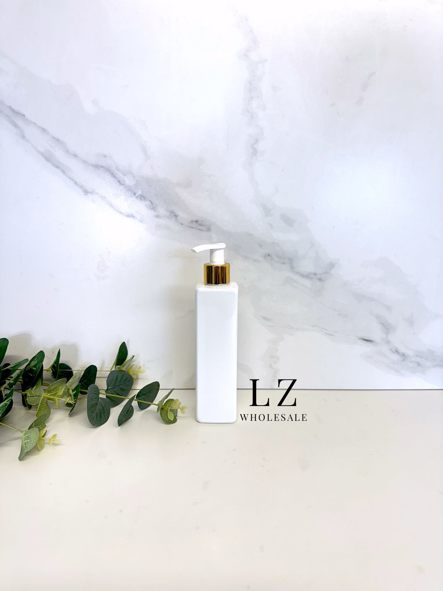 White Square 250ml Bottle With Pump