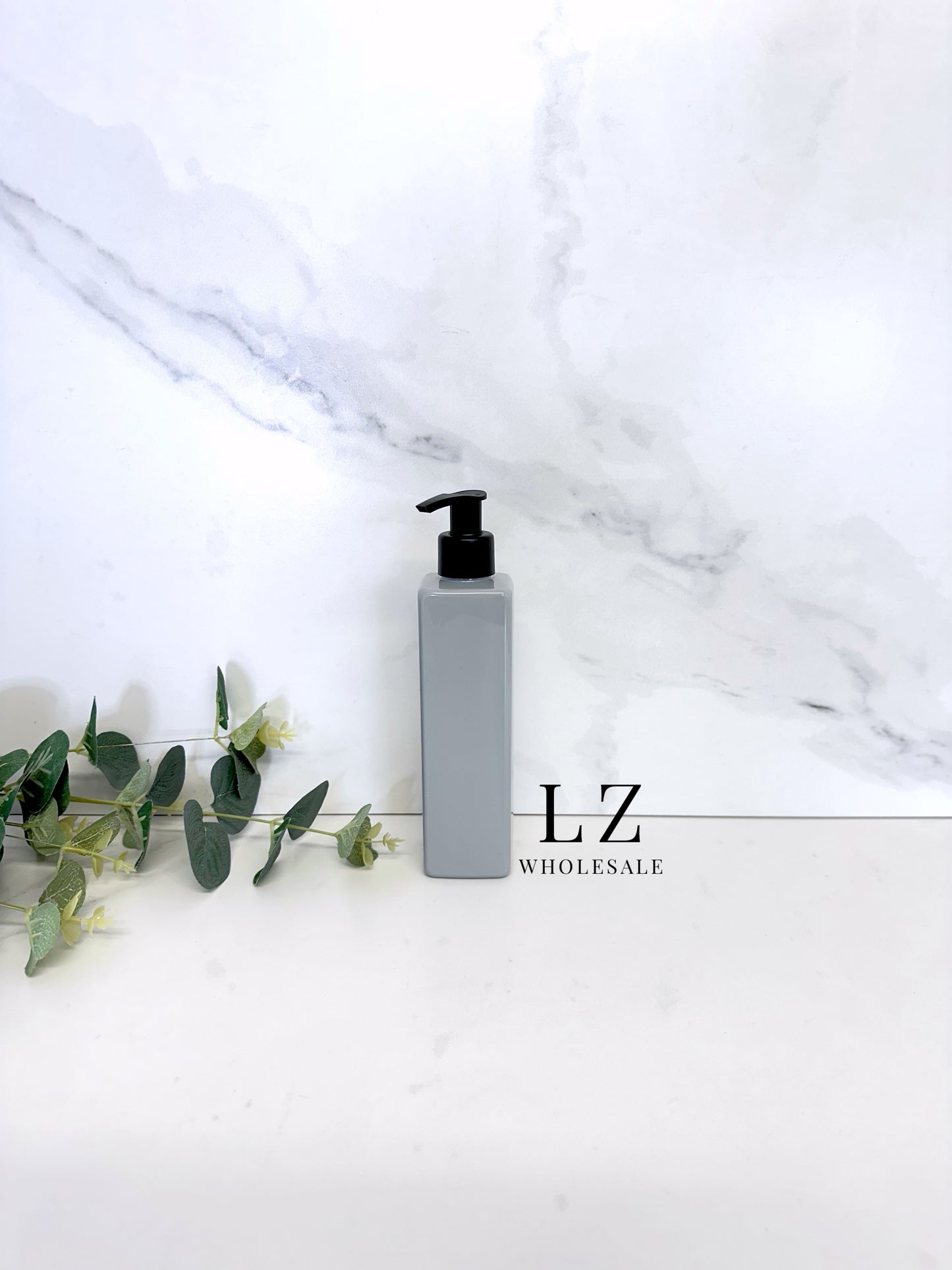 Grey Square 250ml Bottle With Pump