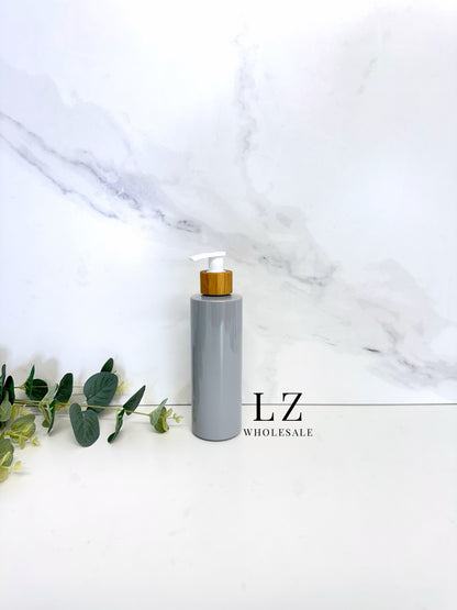 Grey Tubular 250ml Bottle With Bamboo Pump