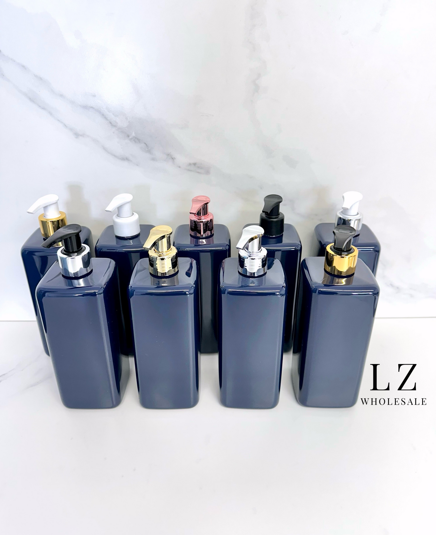 SCRATCHED – BOTTLE ONLY – Navy Square Bottles (Full Box of 182)