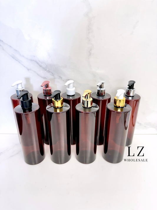 Translucent Amber Tubular 500ml Bottle With Pump
