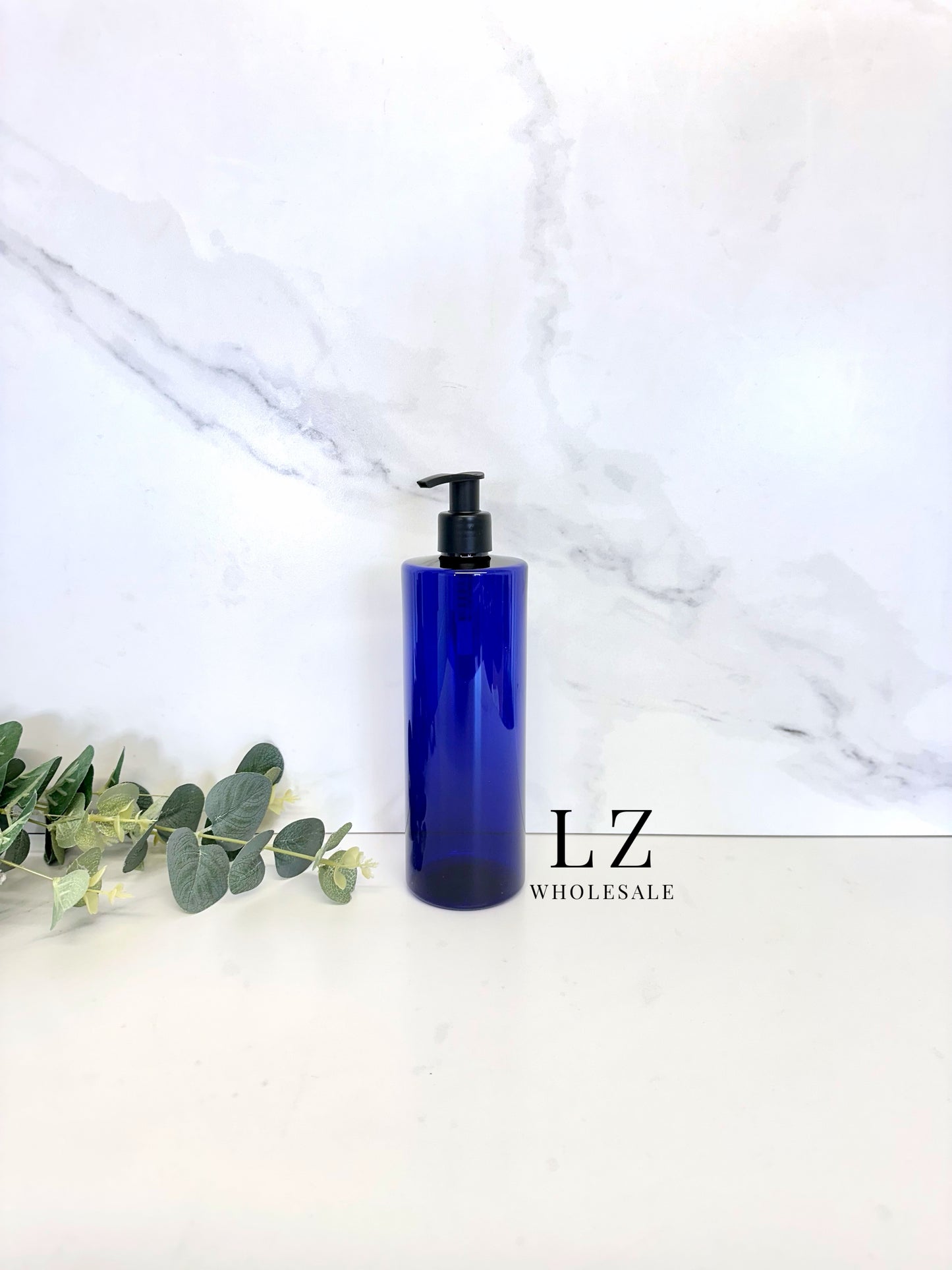 Translucent Blue Tubular 500ml Bottle With Pump