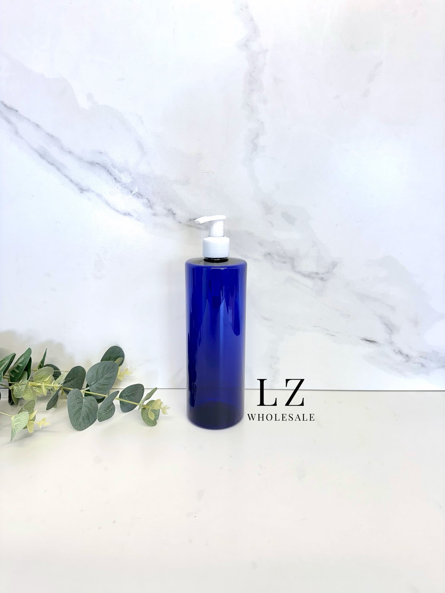 Translucent Blue Tubular 500ml Bottle With Pump