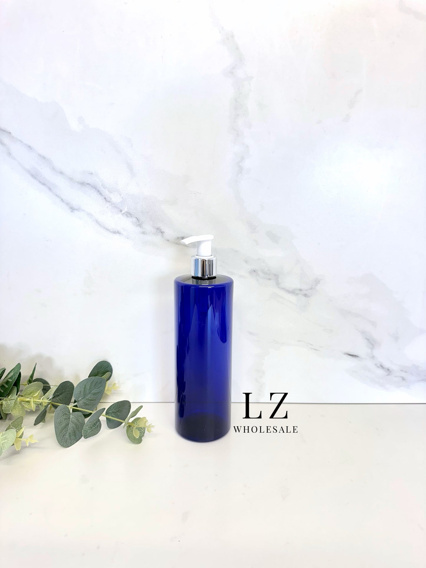 Translucent Blue Tubular 500ml Bottle With Pump