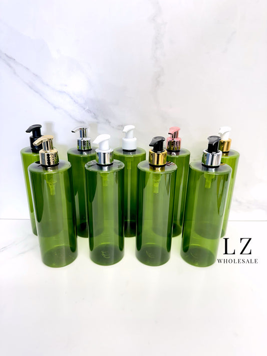 Translucent Green Tubular 500ml Bottle With Pump